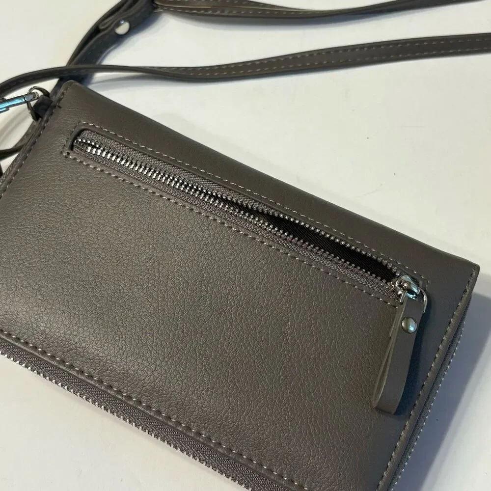 Kukoo Small Crossbody Bag Cell Phone Purse Wallet with Credit Card Slots Grey